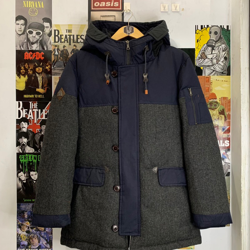 Jaket Tebal Outdoor Parka Hoodie Down Jacket Pria / Wanita Us n Them Navy Abu - Abu