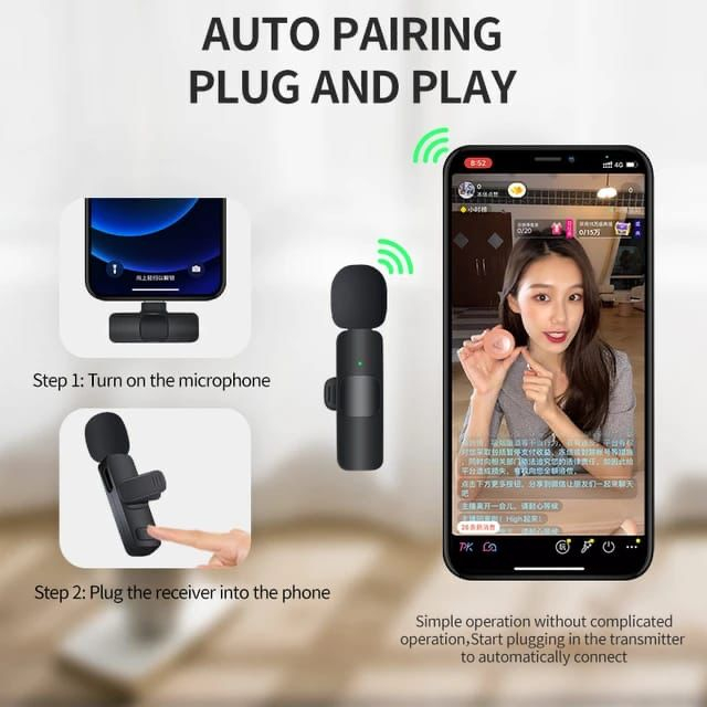 K8 Microphone Mic Clip On Youtuber Wireless Usb/Mic Youtuber bluetooth (MACC)
