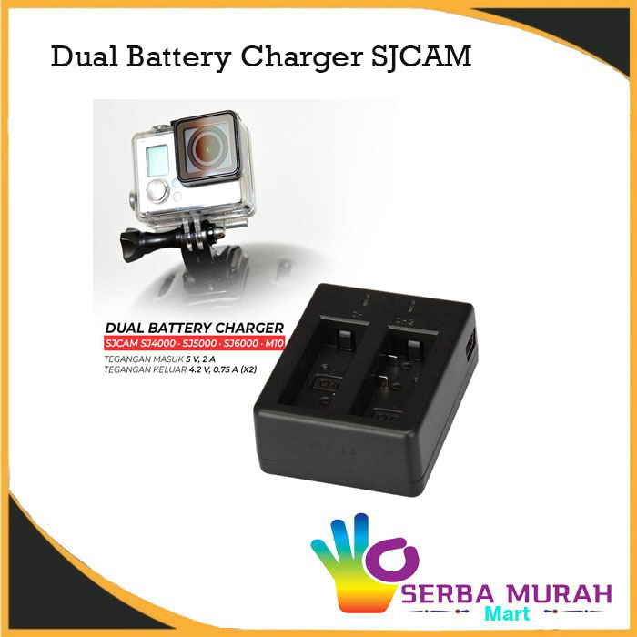 Dual Battery Charger Action Cam Bpro - SJCAM SJ4000 SJ5000 SJ6000 M10 - AX-SJ4000C