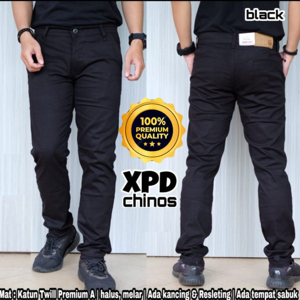 Celana Chinos Hitam Panjang Premium Dewasa XPD