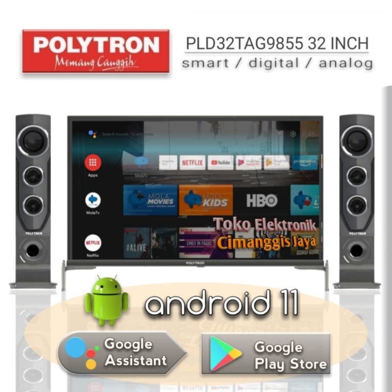 Android smart tv led Polytron 32 inch cinemax bluetooth PLD32TAG9855