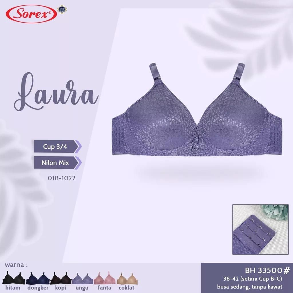 Bh Bra Sorex 33500 (Cup B-C) Tekstur Motif | Busa Sedang Tanpa Kawat |jya