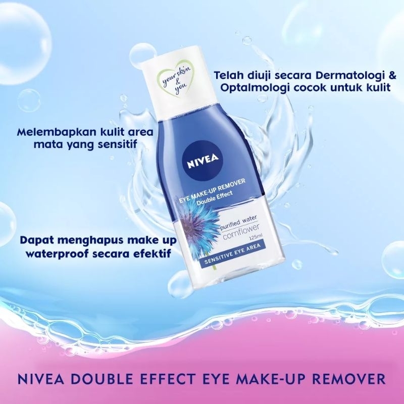 Nivea Double Effect Eye Make Up Remover 125ml Purified Water Corn Flower 125ml