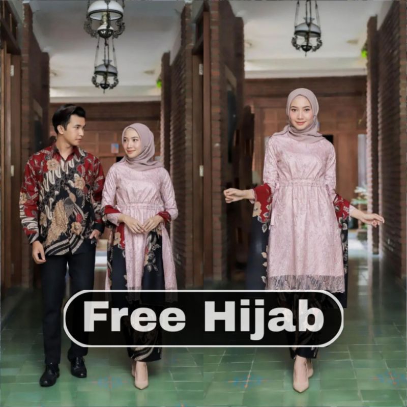 Kebaya batik couple meca rose ( Gratis jilbab ) kebaya tunangan / kebaya modern kebaya wisuda