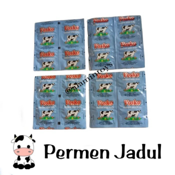 Permen Jadul Vosco permen susu 1 lembar isi 4biji New