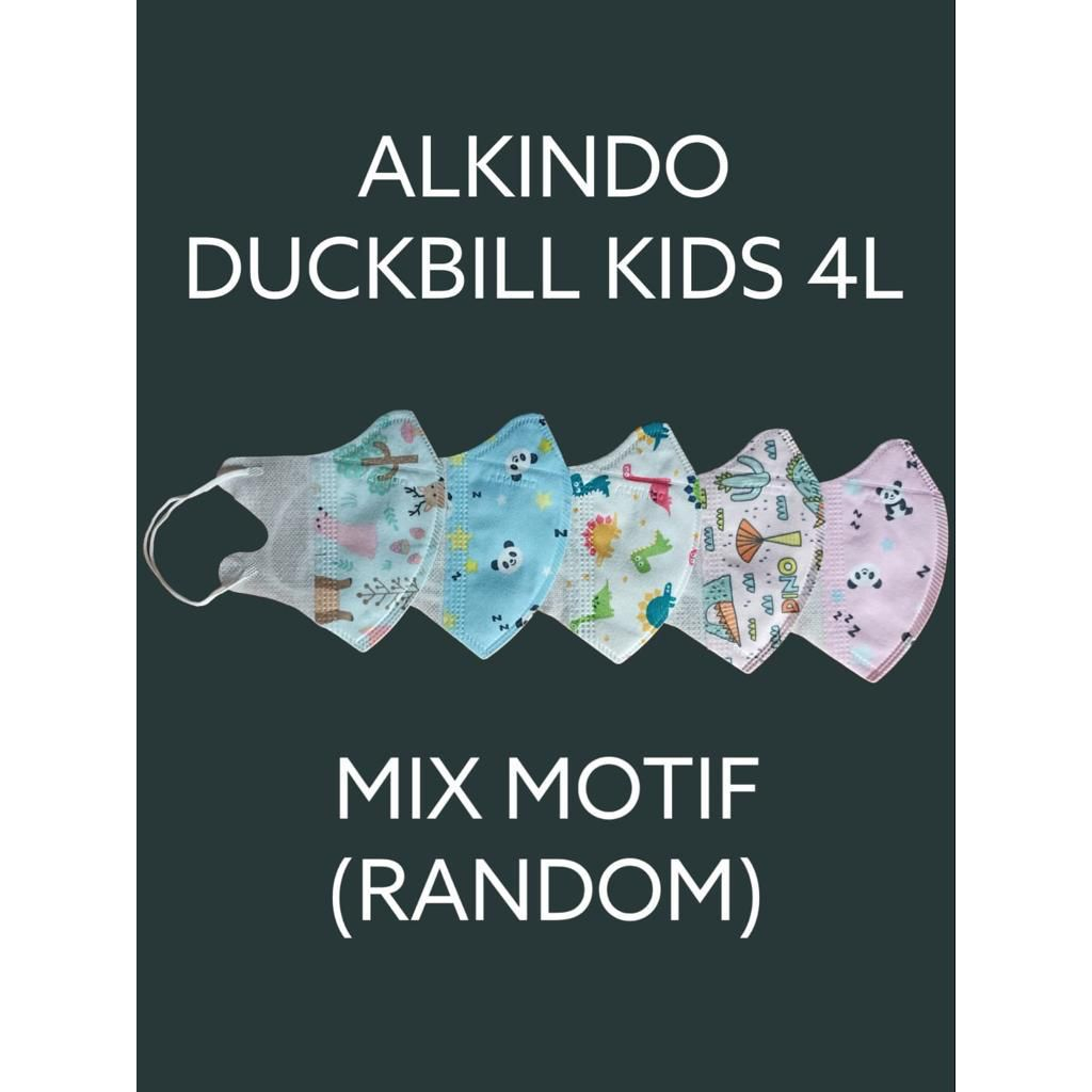 4PLY MASKER DUCKBILL DB ANAK ALKINDO MOTIF ORIGINAL KIDS MASK BOX ISI 50 PC