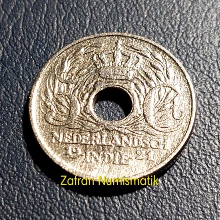 ZN1297. Uang Koin Kuno 5 Cents Nederlandsch East Indie Tahun 1921