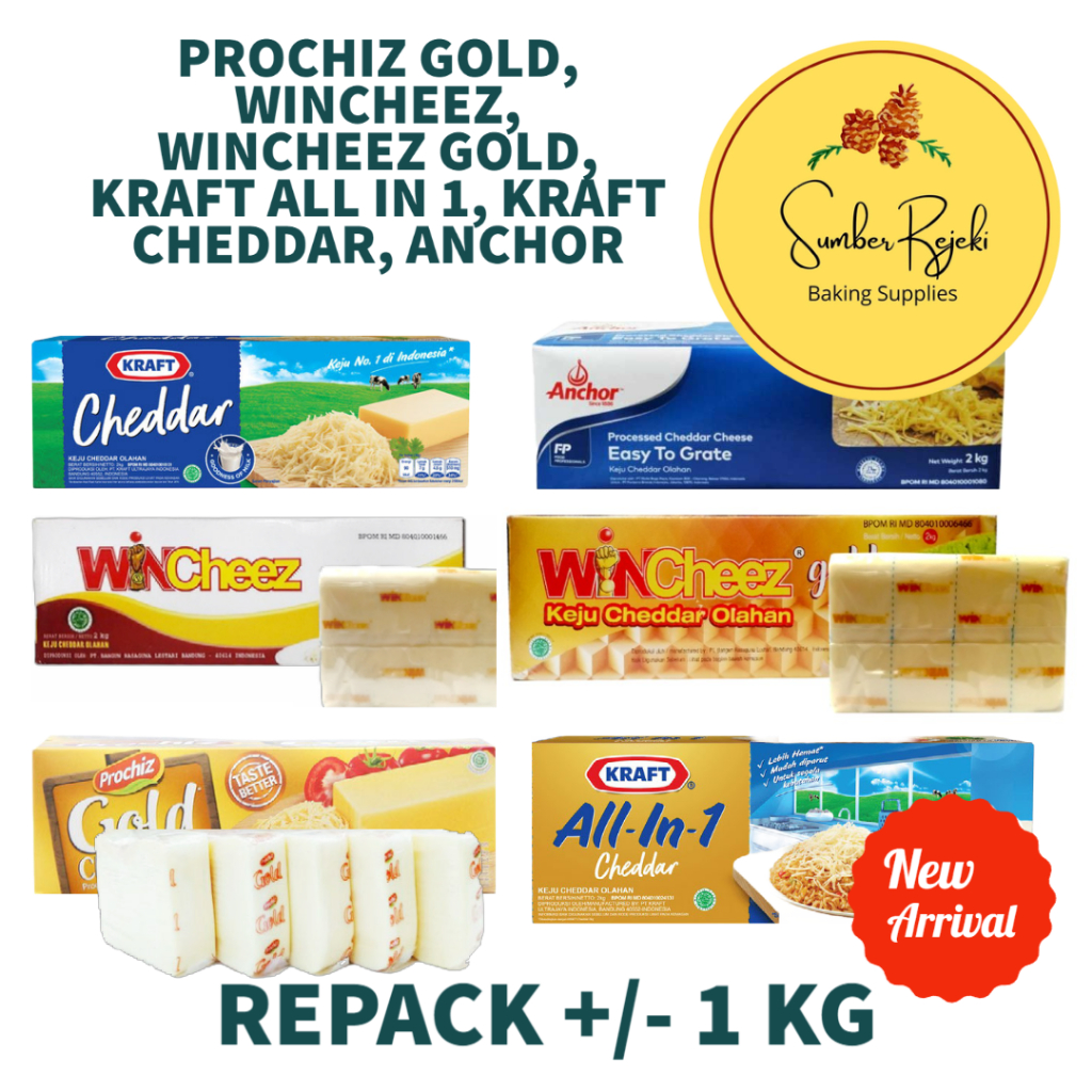 

Keju Prochiz Gold, Wincheez, Wincheez Gold, Kraft All in One, Kraft Cheddar, Anchor 1 KG / 1kg BERAT KURANG LEBIH