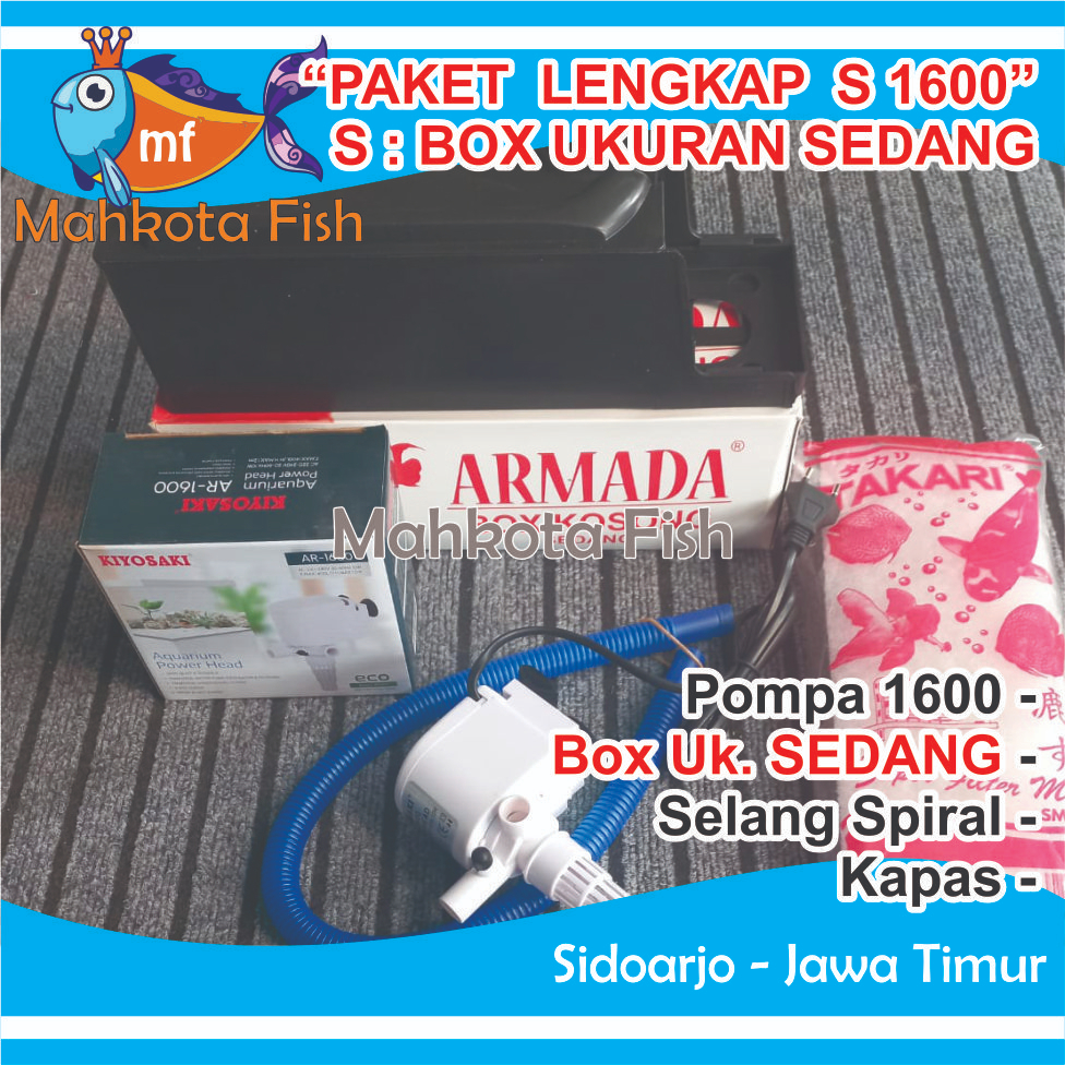 PAKET LENGKAP (S) SEDANG 1600 Top Filter Aquarium SEDANG &amp; Pompa Aquarium 1600 | HEMAT ENERGY (FREE Buble)