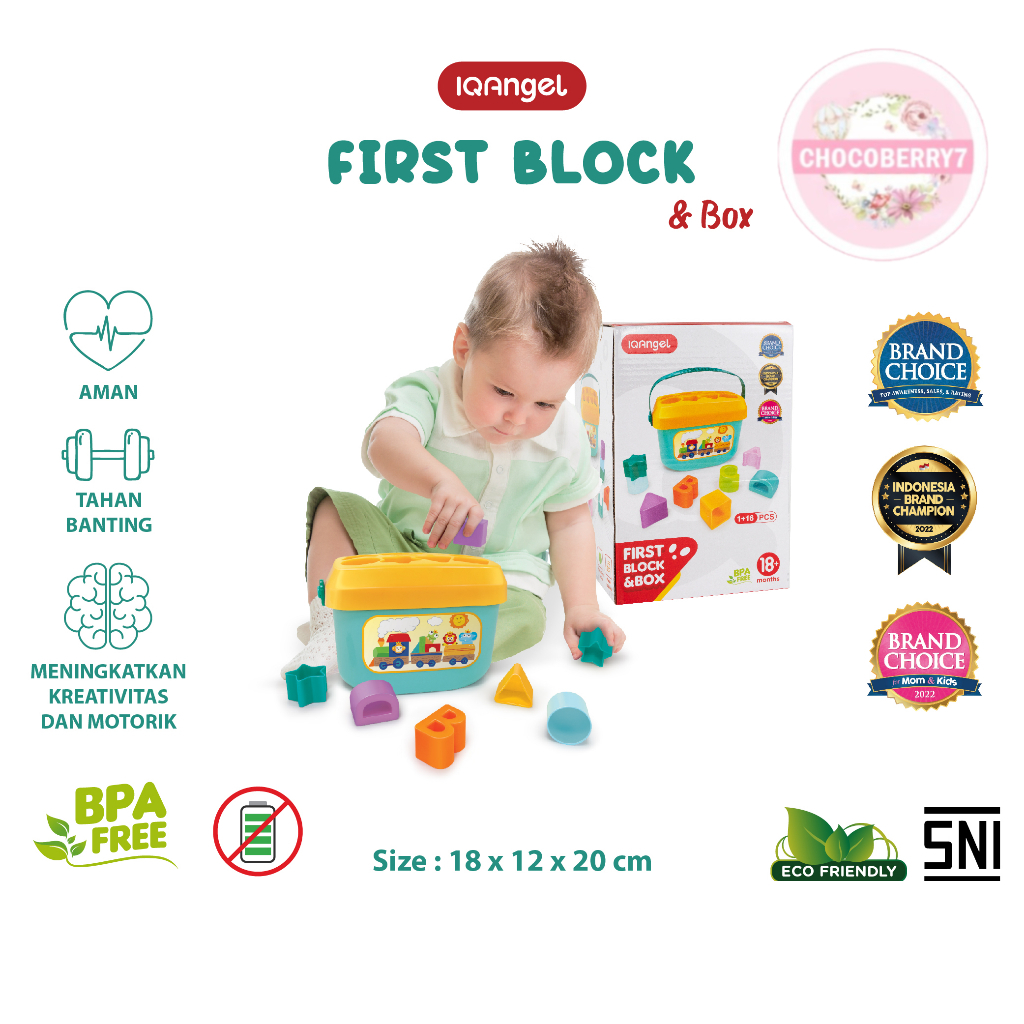 IQANGEL Mainan Susun Anak First Block &amp; Box IQ0218 / Mainan Anak IQ ANGEL / Mainan Travelling
