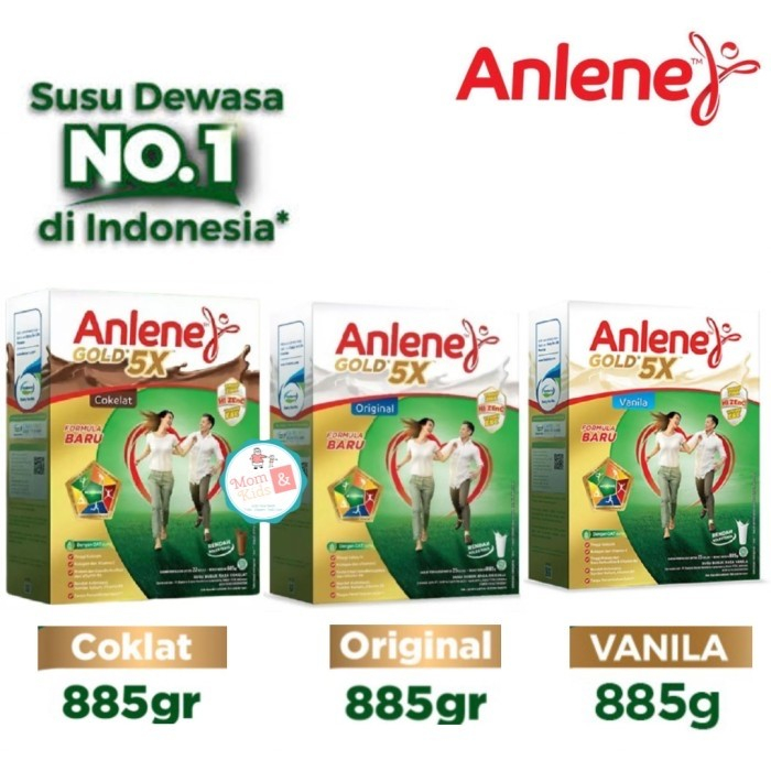 

ANLENE GOLD 5X VANILA, ORIGINAL, COKLAT 885gr