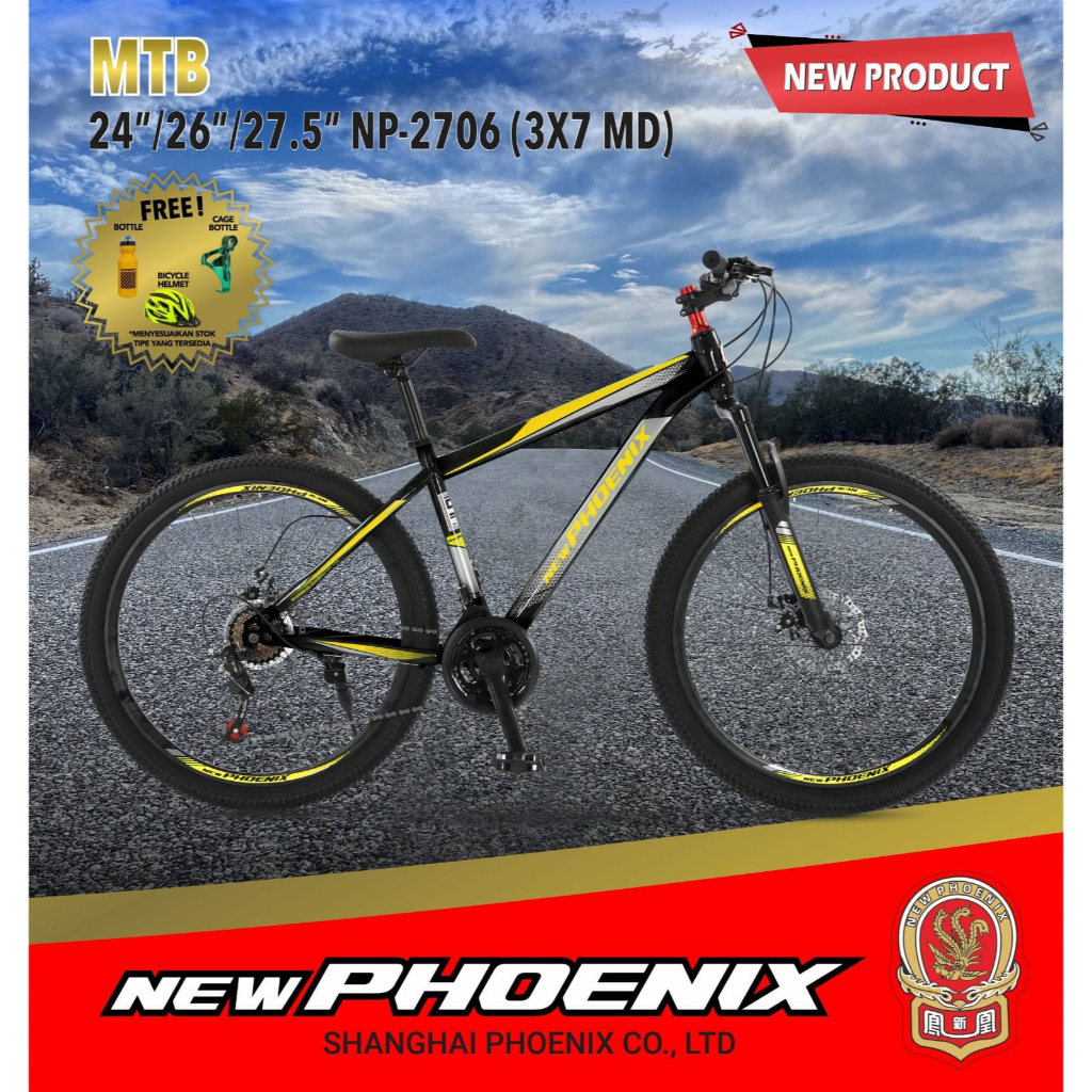 SEPEDA GUNUNG MTB 20&quot; 24&quot; 26&quot; dan 27.5&quot; NEW PHOENIX MTB NP 2705 DAN NP 2706 (3X7 MD)