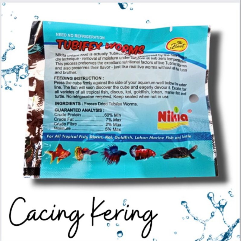 Makanan Ikan Cacing Kering Sutra TUBIFEX WORM NIKITA 5GR