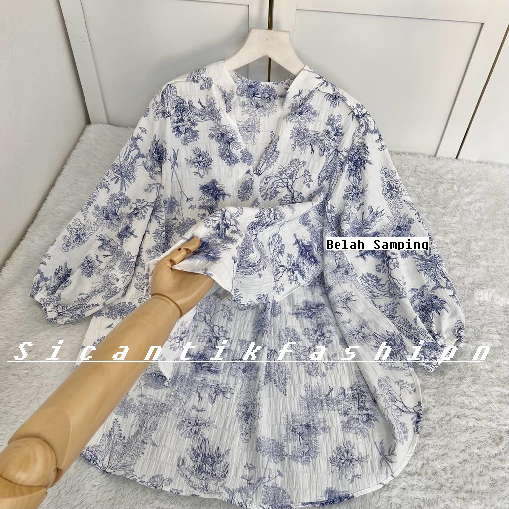 Blouse Cotton Crinkle Premium / Blouse Kekinian /Blouse Belah Samping / Blouse Korean Style