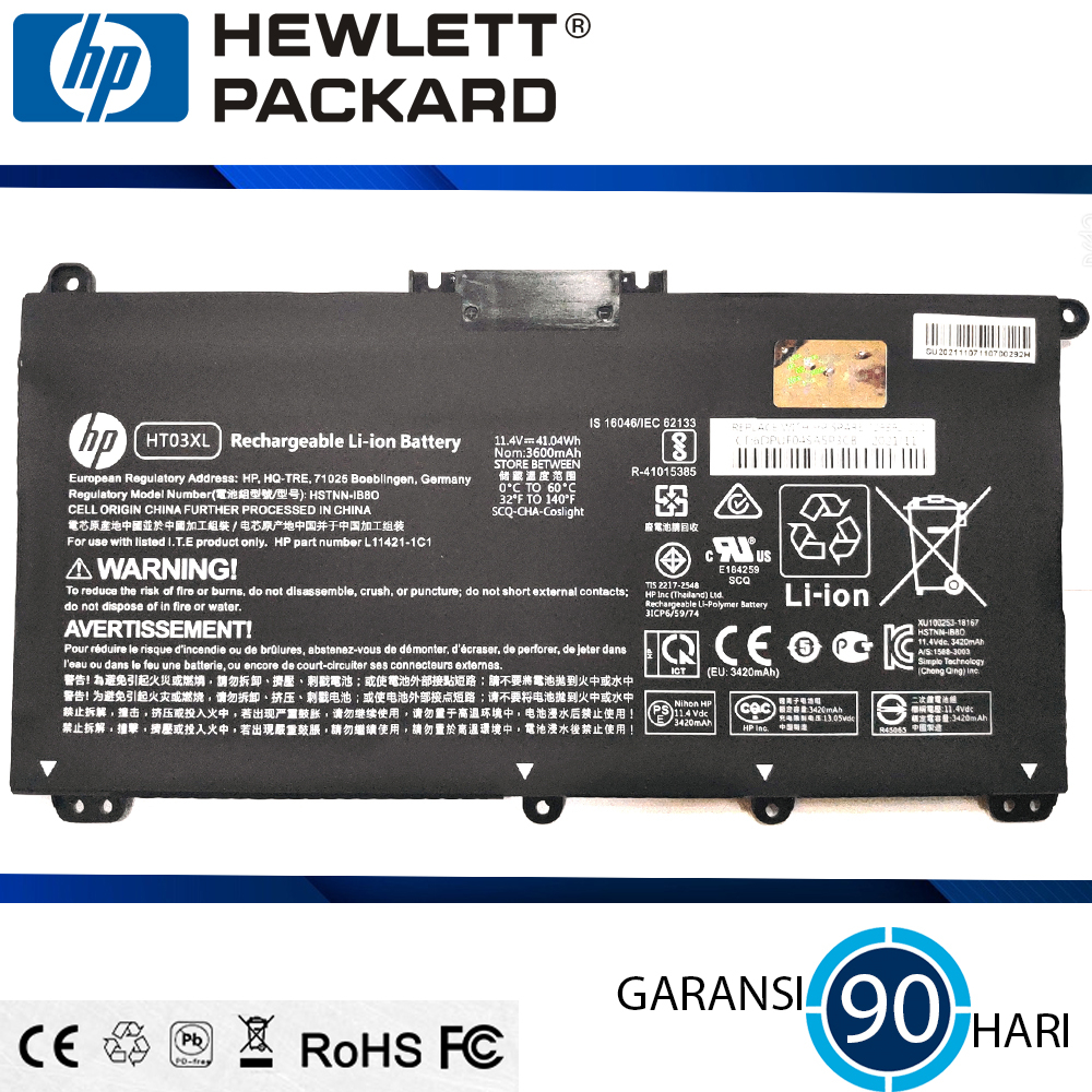 Baterai Battery Original Laptop Hp Pavilion HT03XL TF03XL HSTNN-LB7X 920046-421 14S-CF0012TX 14S-CF0013TX 14S-CF0044TX 14-CM007AU 14-CM0078AU 240 G7 245 G7 250 G7 255 G7 340 G5 348 G5