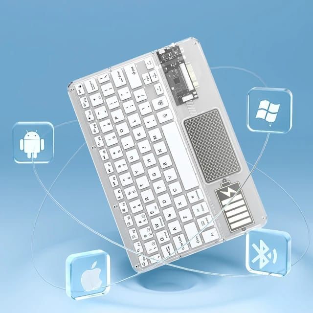 Keyboard Bluetooth lampu latar nirkabel, RGB transparan dengan Touchpad iPad untuk iPad Android iOS Tablet Windows(JAYA ACC)