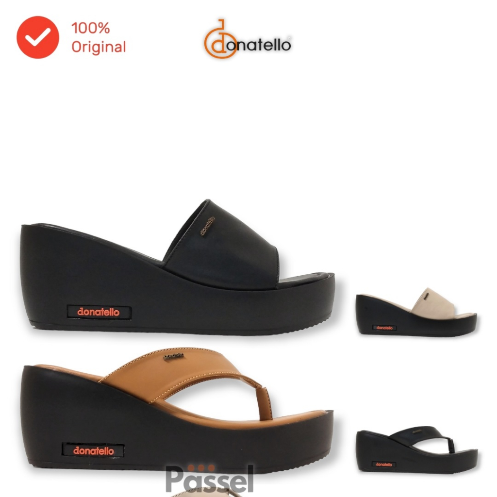 Donatello Sz 36-40 Sandal Wedges Slip On dan Jepit Kasual | PD61511 | PD61512 | PD61513