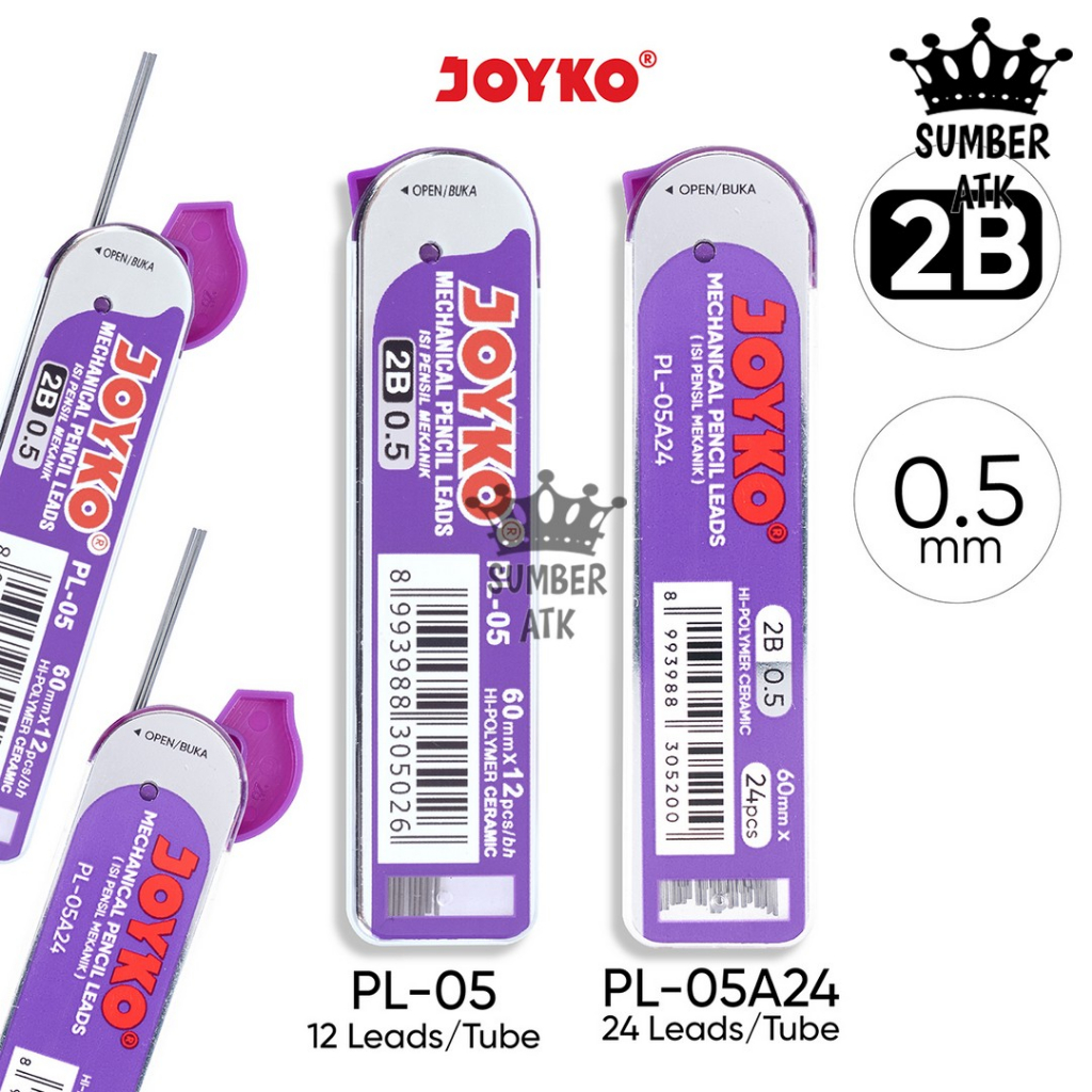 

Pencil Lead Isi Pensil Mekanik Joyko PL-05 2B 0.5 mm PL-05A24 isi 12 dan 24