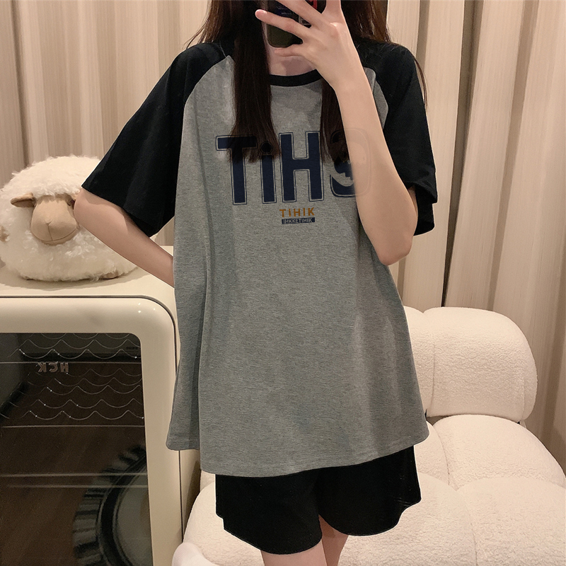 Print T-shirt Kaos Lengan Pendek Vintage Thik Printing Oversize Atasan Wanita Korean Style