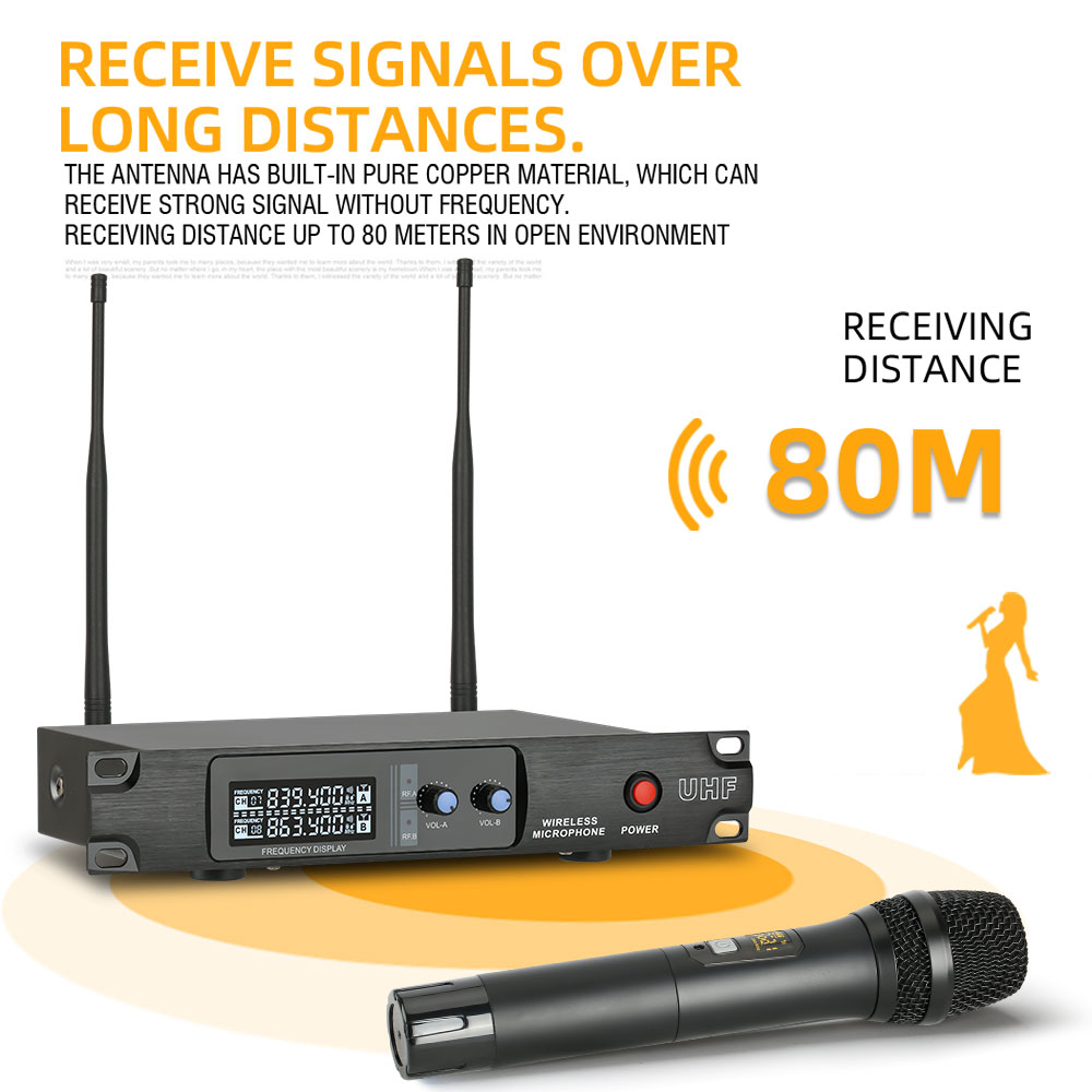 Mikrofon Nirkabel  SLXD6 2mikrofon genggam UHF FM Jarakpenerimaan 80M Peralatan Audio Profesional