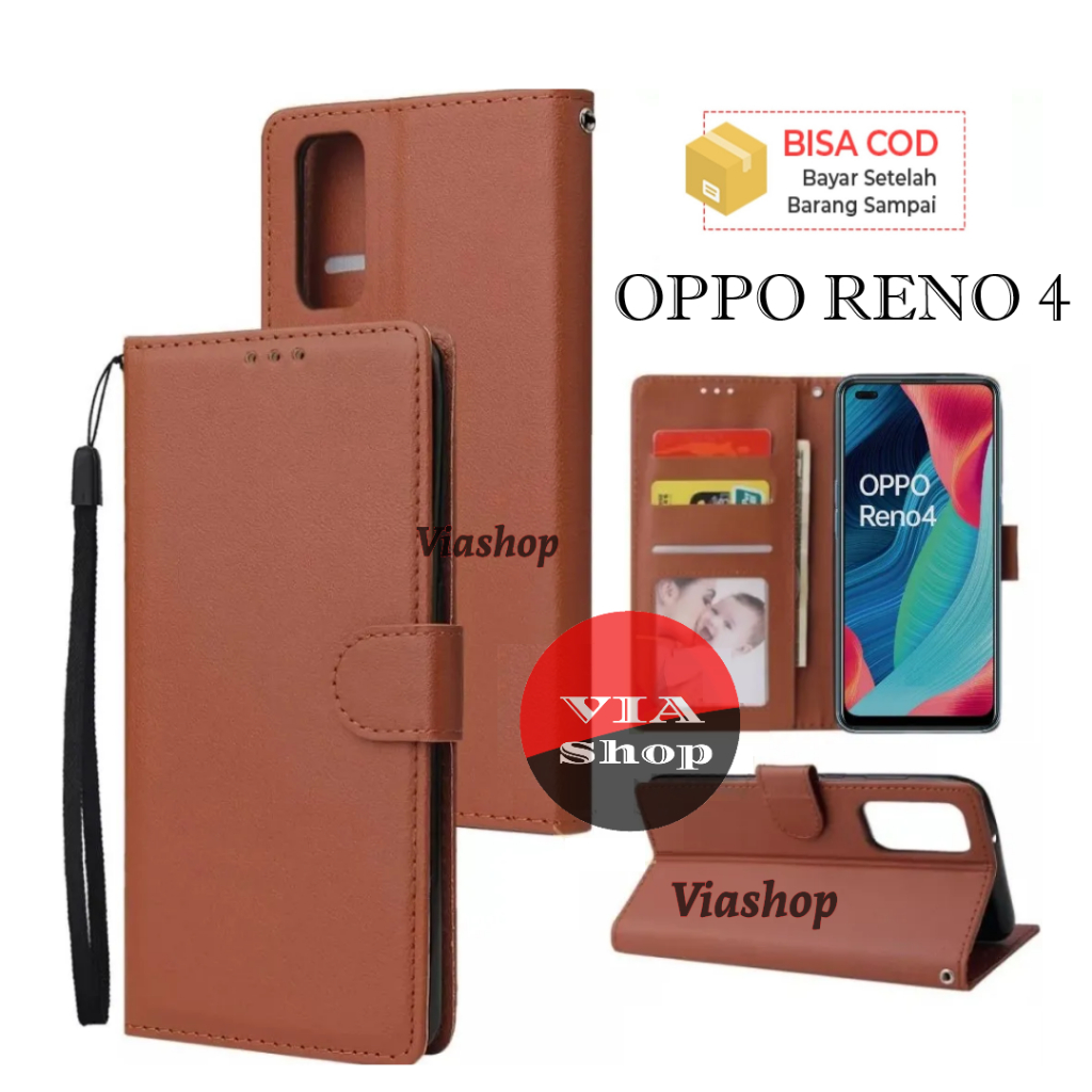 SARUNG DOMPET OPPO RENO 4 FLIP LEATHER CASE PREMIUM-CASING DOMPET HP