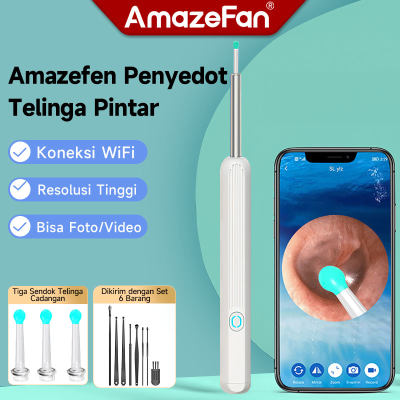 AmazeFan Alat Pembersih Telinga Sendok Telinga LED Cerdas Sendok Telinga Bayi Pembersih Sendok Telinga HD Endoskopi Berpita Penyumbat Telinga Endoskopi Pembersih Telinga WIFI Penyumbat Telinga Tahan Air Pembersih Telinga