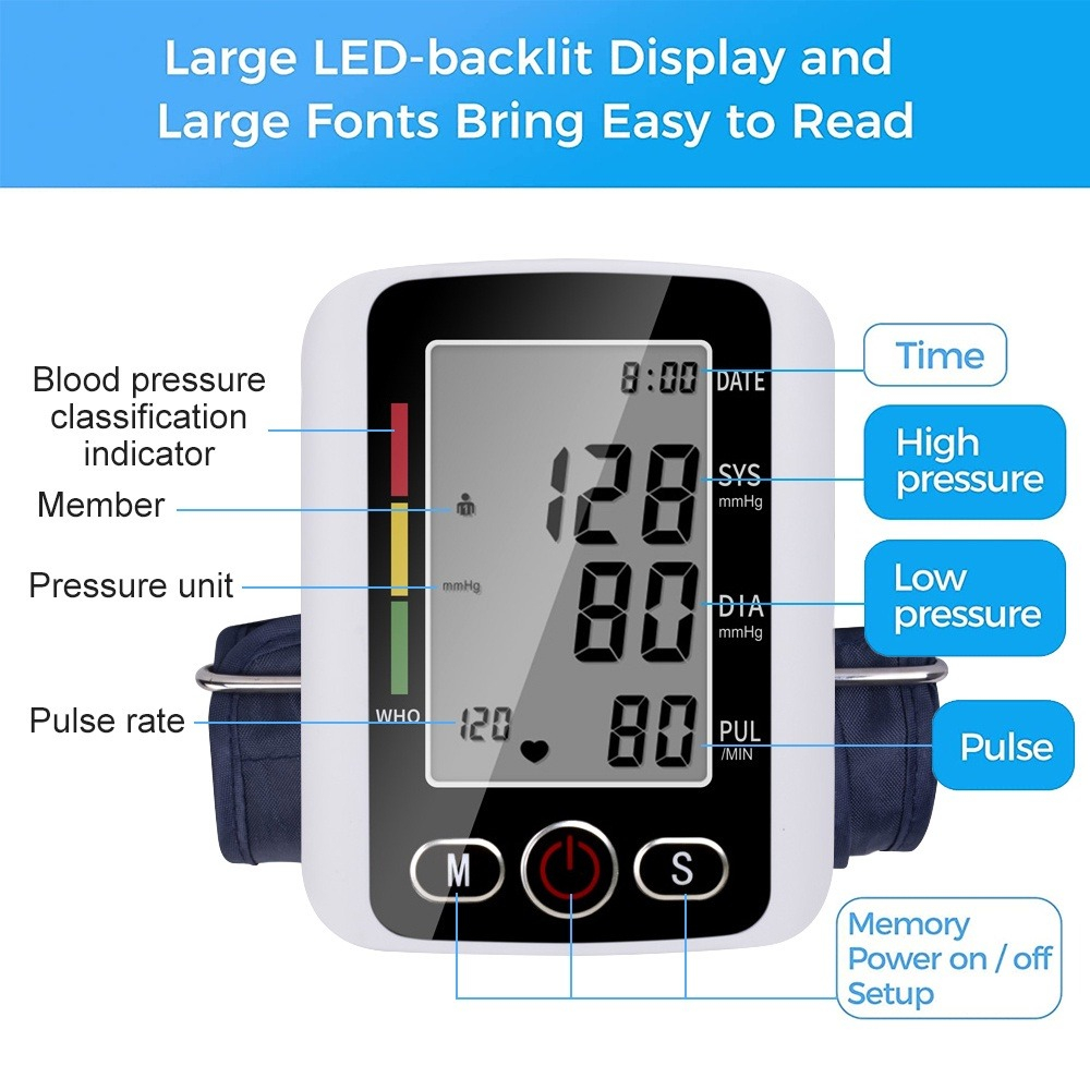 【Penjual Lokal】COD Tekanan Tensi Darah Pengukur Tekanan Darah Tensi Darah Tensimeter Digital Blood Pressure Monitor Electronic Sphygmomanometer