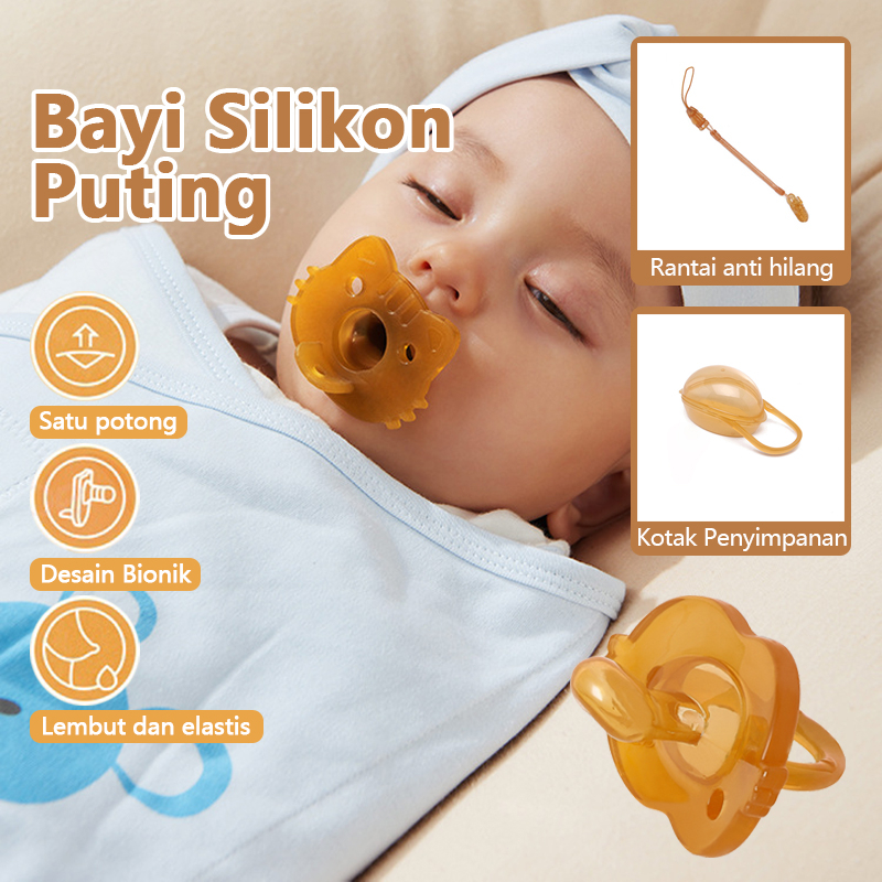 Dot Bayi 1 Set Empeng Bayi BPA FREE Empeng Bayi Newborn Silikon Lembut Dengan Rantai Dan Kotak Puting Bayi Kualitas Terjamin 6368