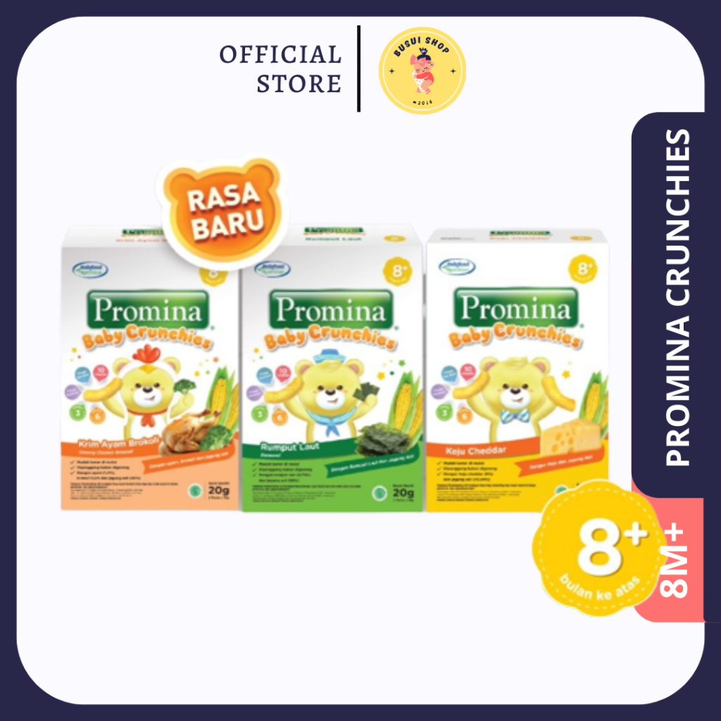 Promina Baby Crunchies Keju MPASI Bayi Snack Cemilan Puff Jagung Ayam Brokoli Keju Rumput Laut