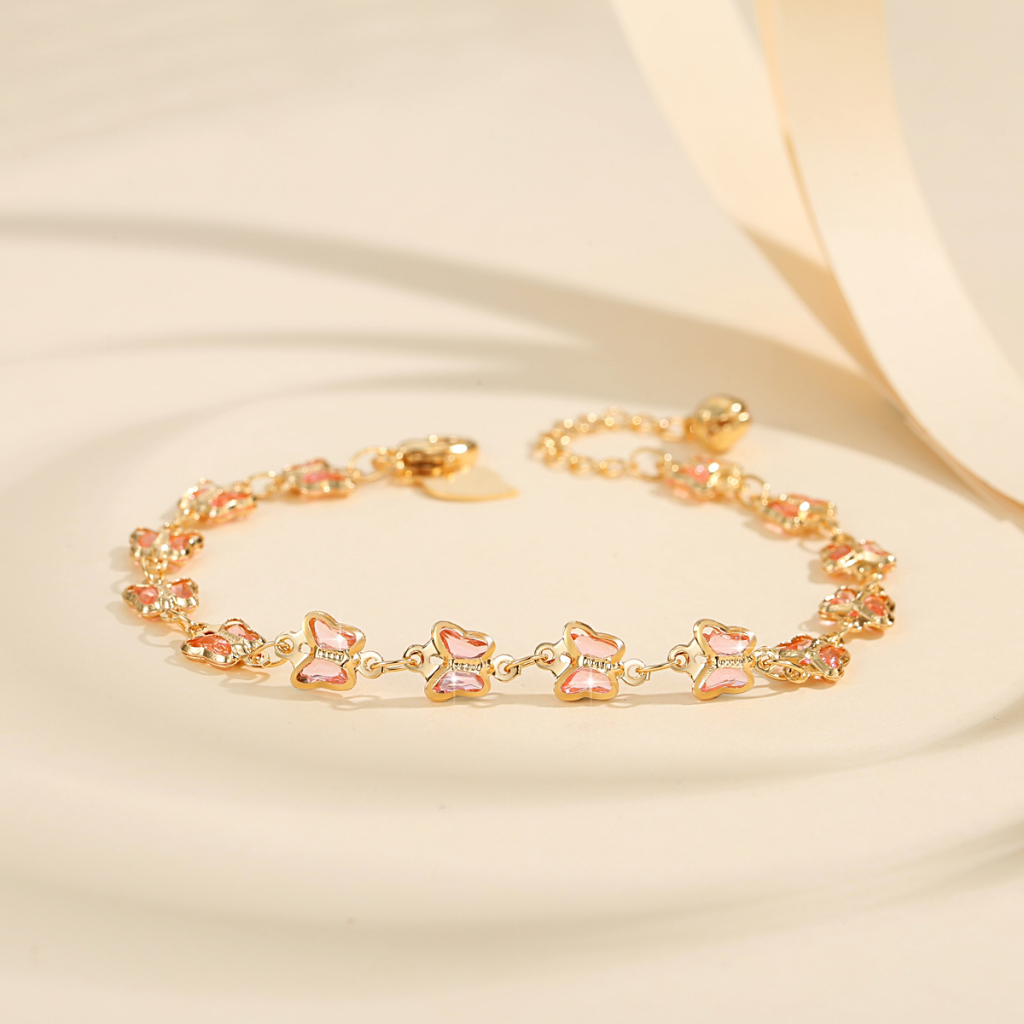 Y142 [COD✔] Gelang Dekorasi Kupu-kupu Mewah Wanita Gelang Rantai Titanium Anti Luntur Bisa Disesuaikan