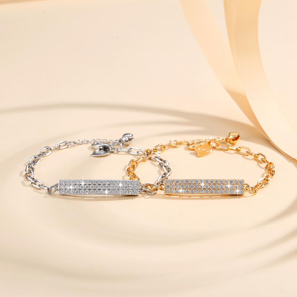 Y121 [COD✔] Gelang Mewah Kristal Berlian Wanita Rantai Titanium Fashion Korea Gelang Anti Luntur Bisa Disesuaikan