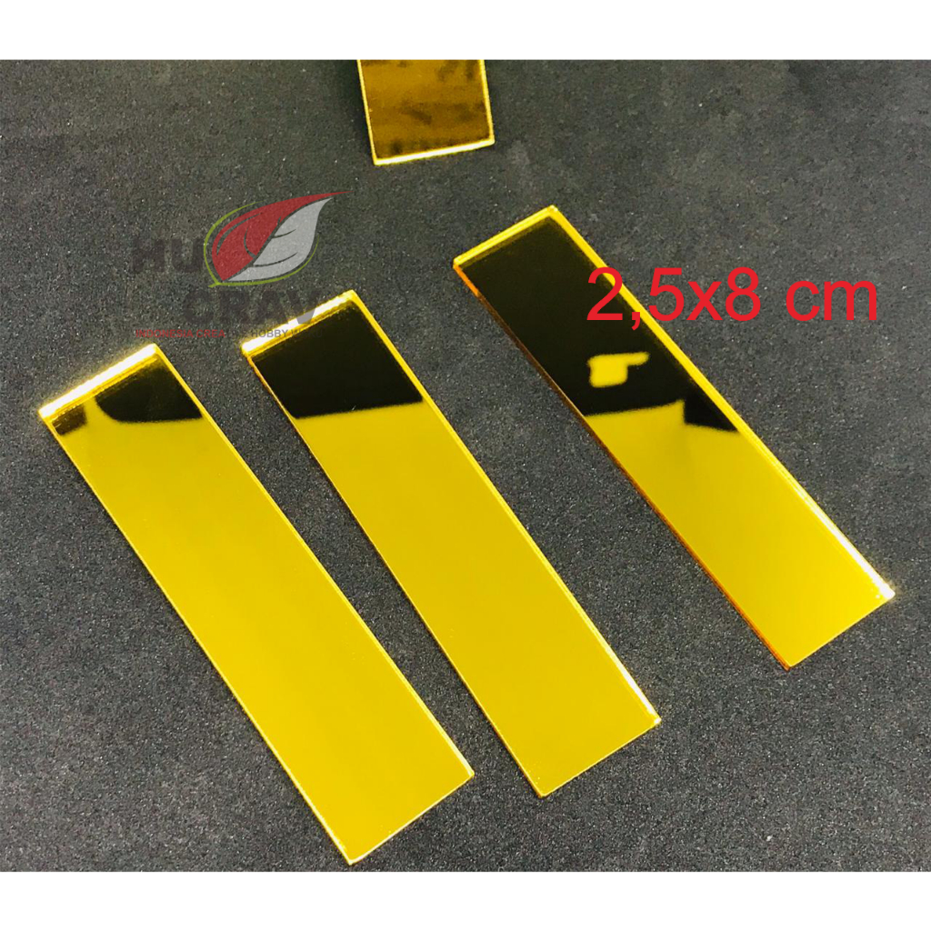 

Bahan Akrilik 2,5x8 cm Papan Nama Dada Acrylic Nametag mirror acrylic gold 2mm