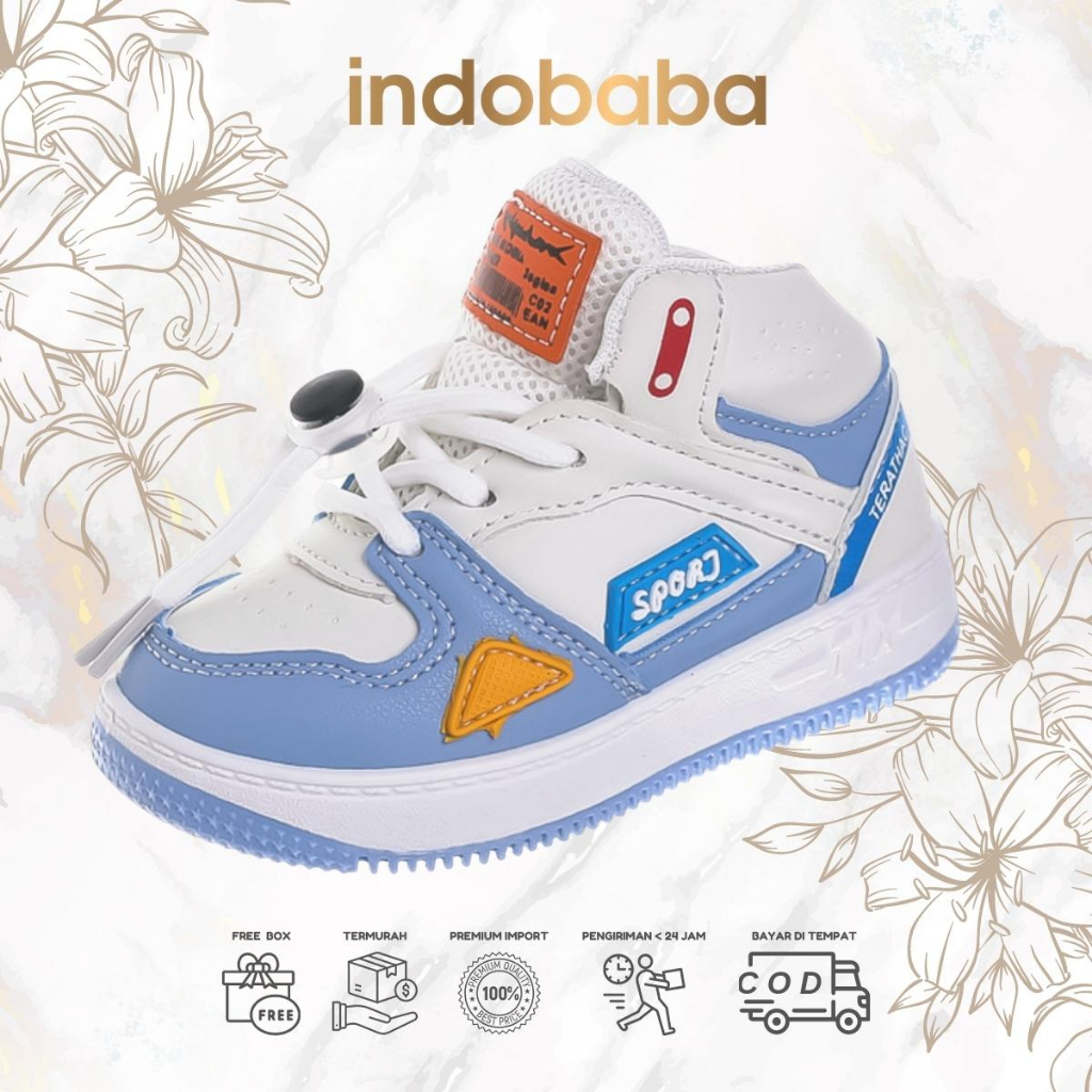 indobaba Sepatu Sneakers Anak Laki Laki Perempuan Sneakers Sekolah 1-7 Tahun Sport Import S124