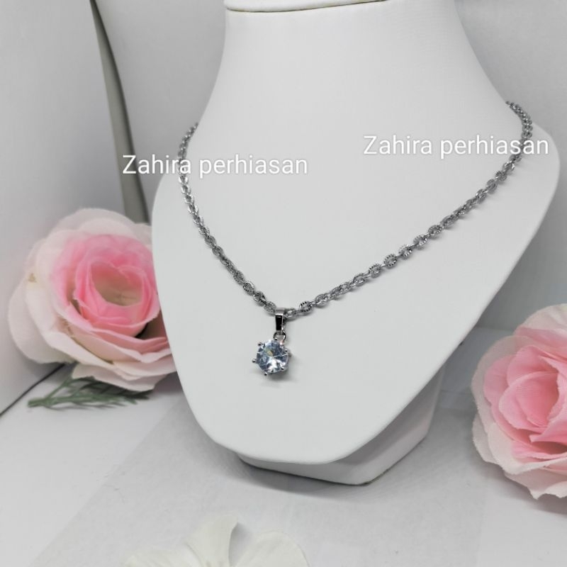 kalung Nuri silver titanium liontin mata satu titanium