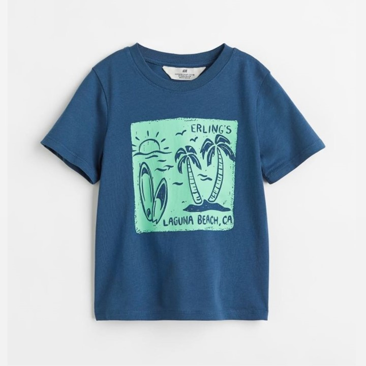 Kaos anak biru tua motif selancar | surfing