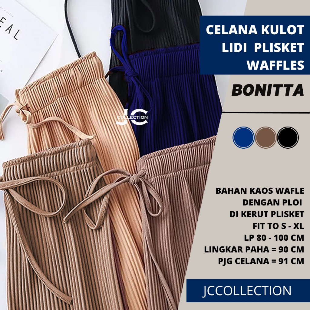 Celana Kulot Korea Wanita kaki lebar wanita gaya korea model ploi flisket lidi Bonitta JCCollections