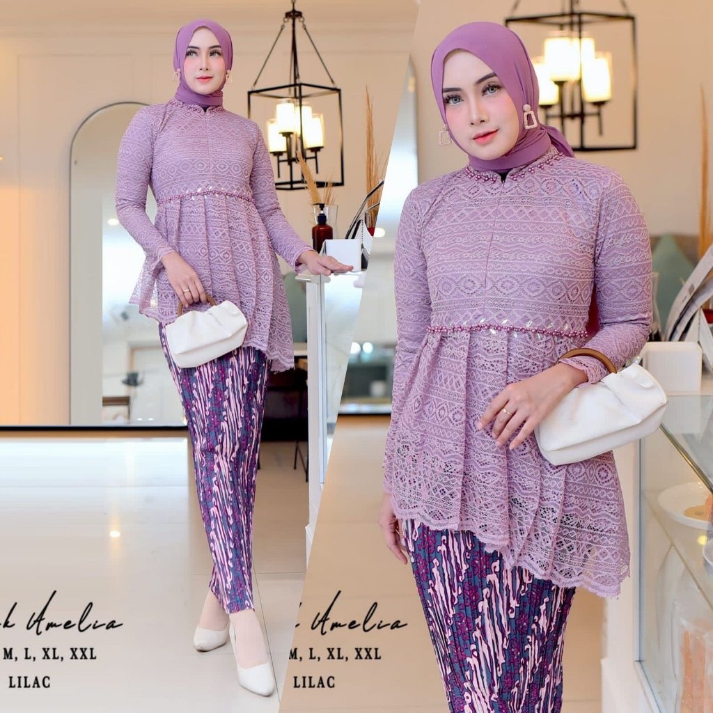 Kebaya tunik blouse amelia Kebaya brukat jumbo Baju outfit lamaran pernikahan wisuda kondangan Kebaya modern