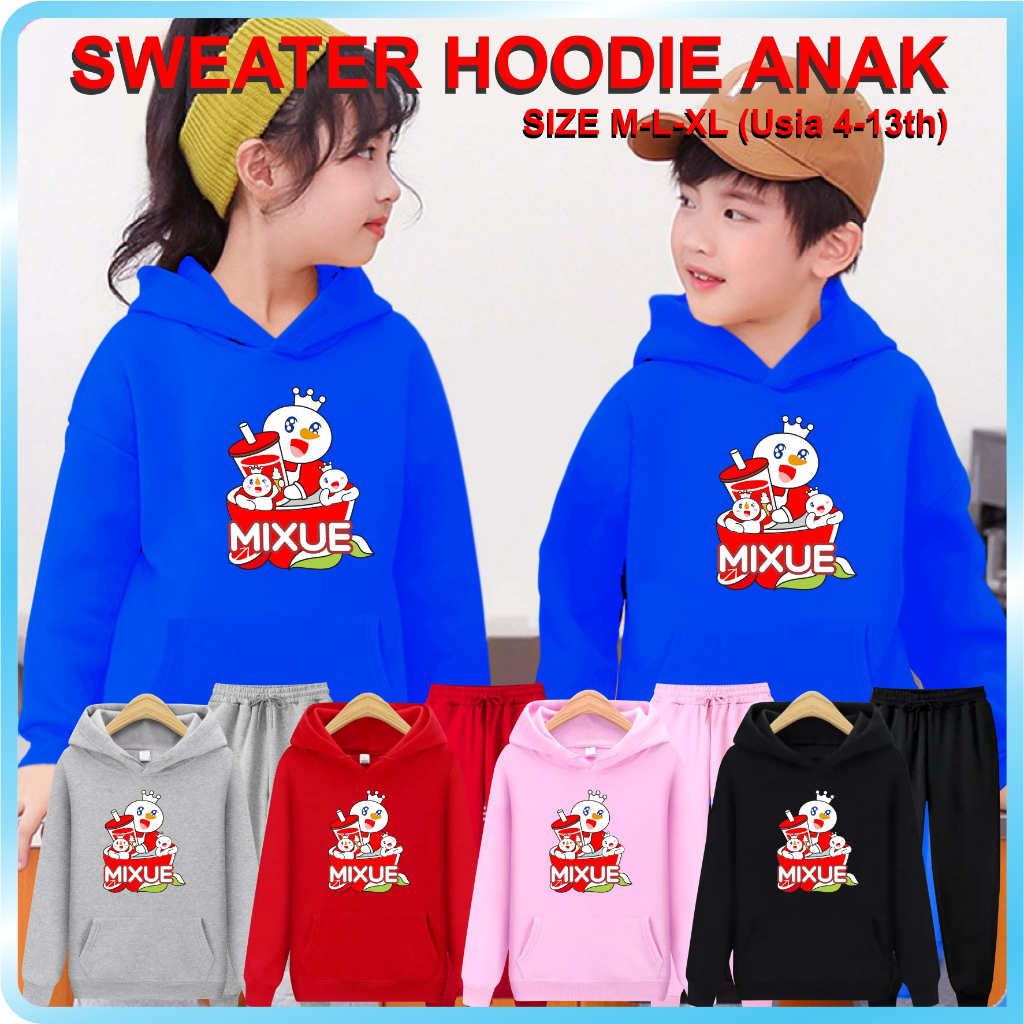 FenishaStore MIXUE ICE CREAM Sweater Hoodie Atasan Dan Setelan Anak Usia 4-13 Tahun Bisa Bayar Ditempat COD