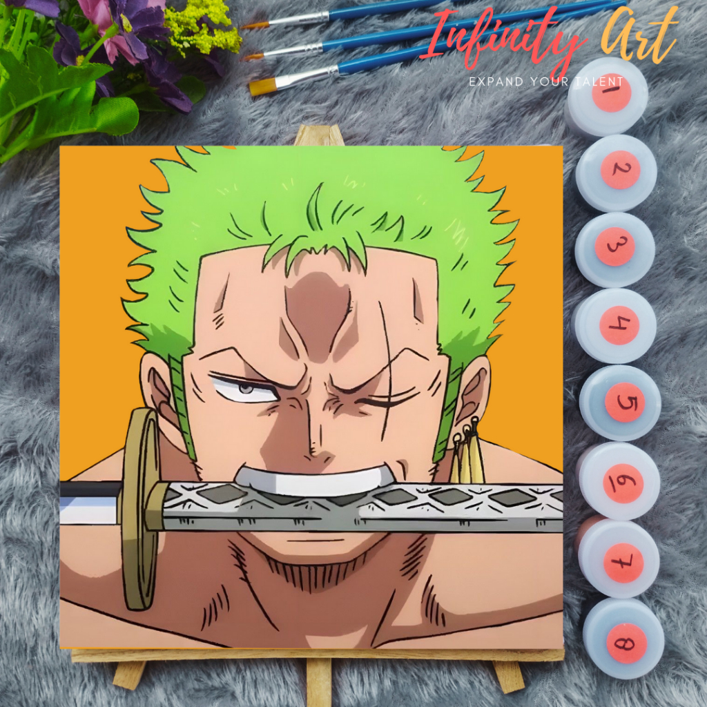 

Paint by Number [ One Piece ] Roronoa Zoro Topi Jerami Paint By Number Anime 20x20cm Paint by Number Kit DIY canvas painting Kit mewarnai lukisan with wooden frame numbers kanvas painting kit with frame siap lukis oil painting paint by number customs buku