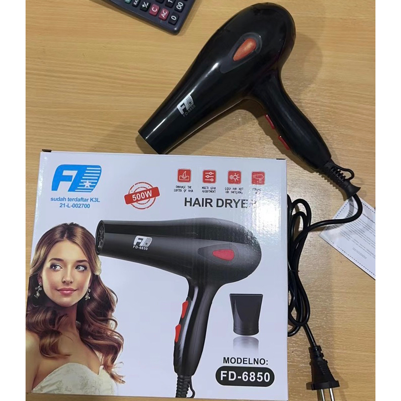 Hair dryer DF 6850 Hitam / Hairdryer Besar 4th gear: strong wind / small wind / hot / cold