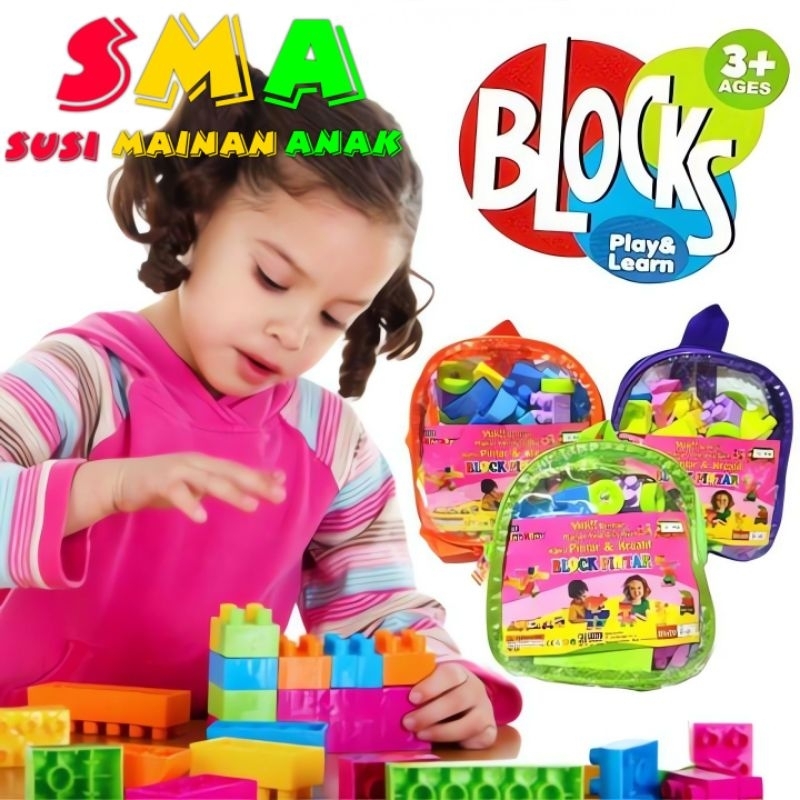 Mainan Anak Kreatif Block Pintar Hanlo Isi 40pcs