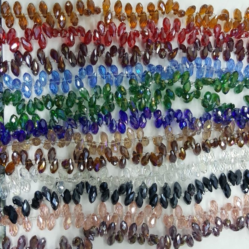 Kristal Ceko Tetes Air Mata Lubang Samping Uk 6Mm