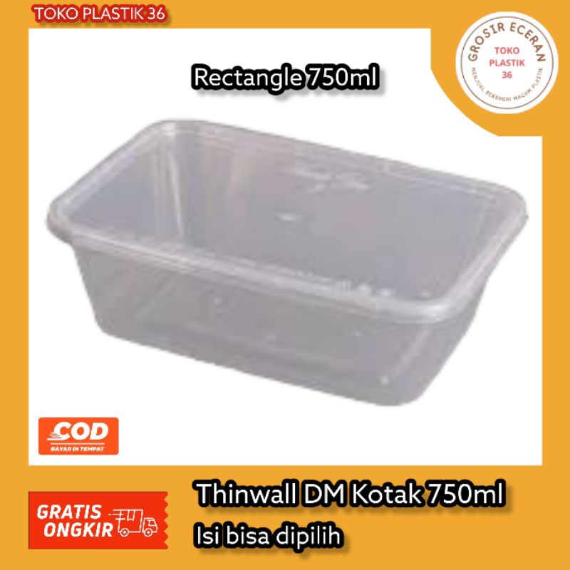 Thinwall DM Container 750ml Kotak Rectangle isi @5pcs @10pcs - TokoPlastik36
