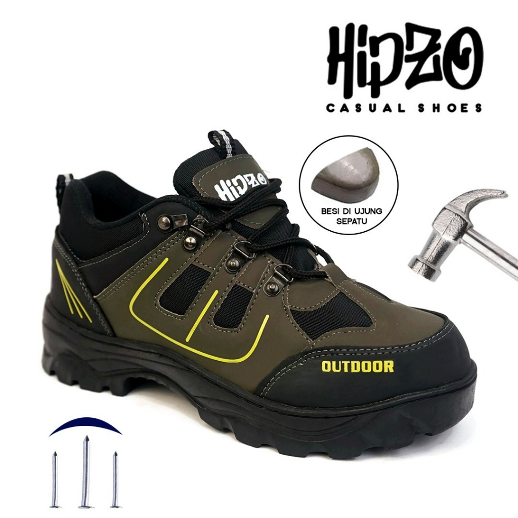 HIPZO Sepatu SAFETY Sol Full Karet M055 Untuk Kerja Proyek Tambang Outdoor