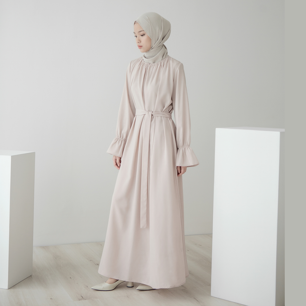 Sena by Aska Label - Dress wanita rayon gamis wanita lengan panjang dan details kerut