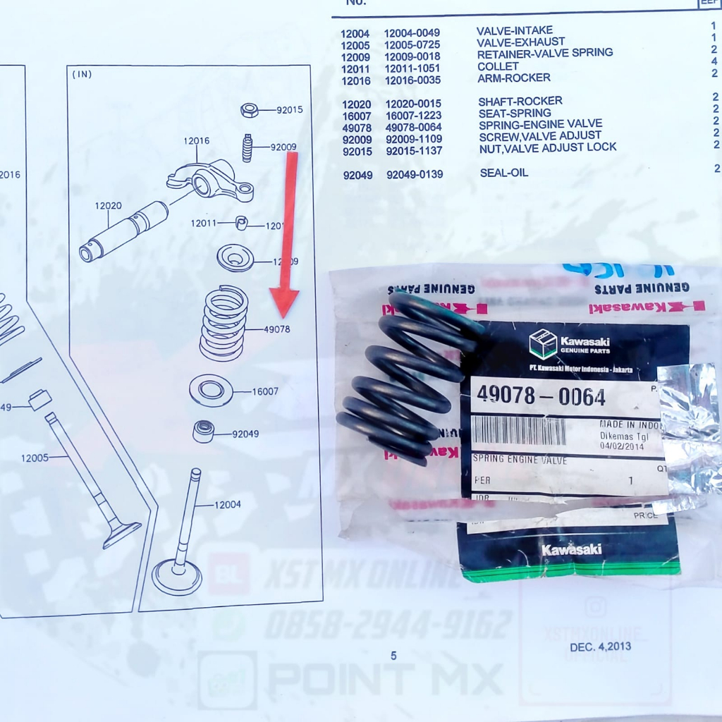 per klep klx dtracker 150 original kawasaki 49078-0064