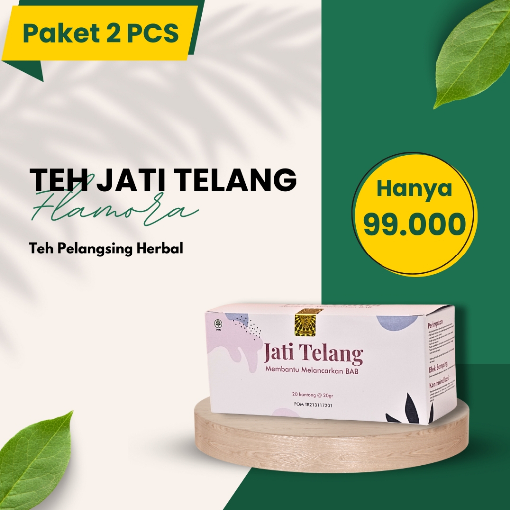 

Flamora Teh Jati Telang BPOM 1 Kotak isi 20 Kantong Teh Teh Herbal Untuk Kesehatan Teh Diet Pelangsing Daun Teh Jati Cina Telang Herbal Original 100% Ampuh Melancarkan BAB Mendetok Tubuh Flamora Teh Pelangsing Herbal Pendukung Program Diet