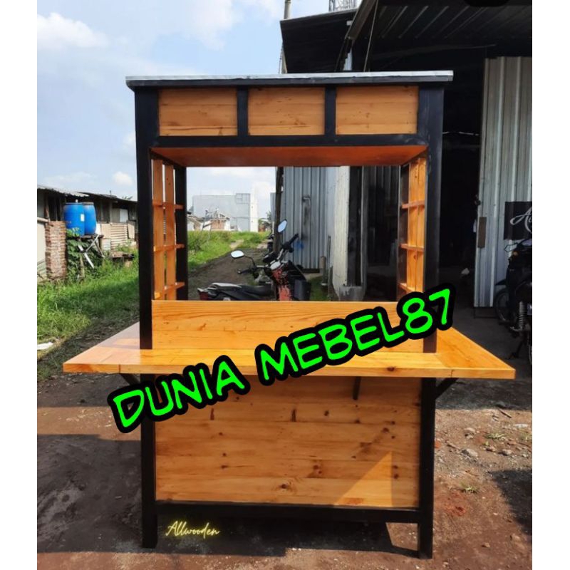 gerobak angkringan model Jepang gerobak warmindo kekinian booth kayu jati Belanda murah
