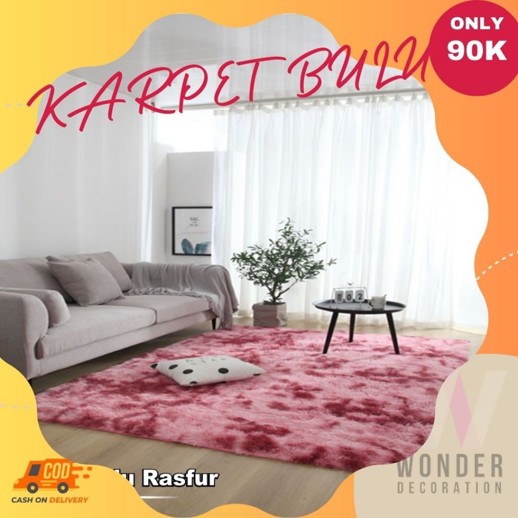 Karpet Bulu Rasfur Bulu Lembut Dan Nyaman Karpet Bulu Lantai Anti Slip Karpet Murah Karpet Korea Karpet Aesthetic -WD