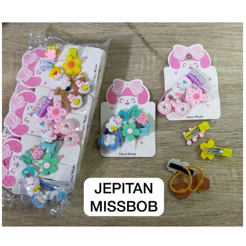 ikat rambut jepit set 5 pcs anak / 5 in 1 kuncir anak/ hairstyle anak